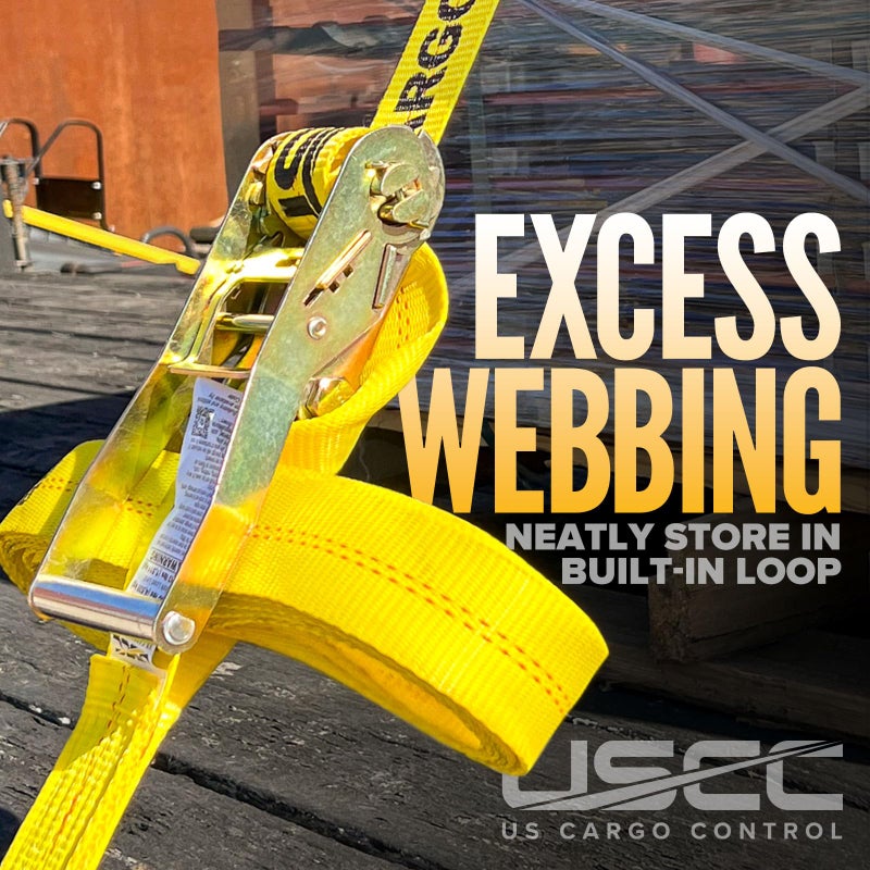 US Cargo Control Flat Hook Ratchet Strap 2 Inch X 18 Foot (2-Pack), 10,000 LBS Break Strength, Yellow Heavy Duty Ratchet Straps with Black Flat Hooks, Tie Downs for Flatbed Trailers - Image 5